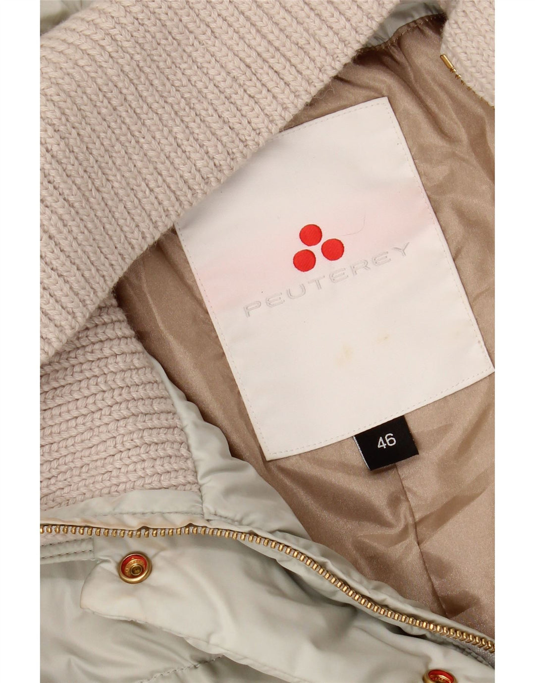 PEUTEREY Womens Padded Coat IT 46 Large Beige Polyamide Vintage PEUTEREY and Second-Hand PEUTEREY from Messina Hembry 