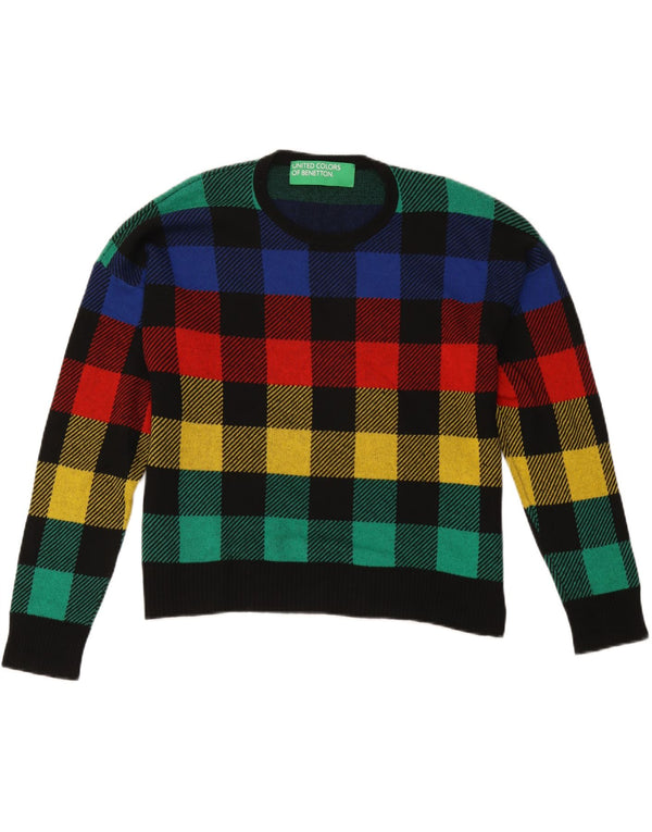 Maglione maglione girocollo da donna Benetton UK 16 grande controllo multicolore