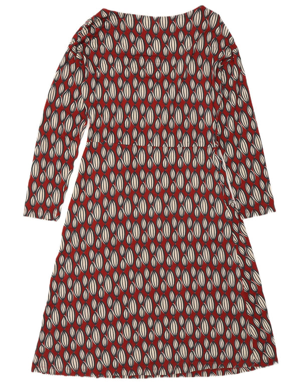Abito a trapezio a maniche lunghe da donna di White Stuff UK 12 Rosso medio geometrico