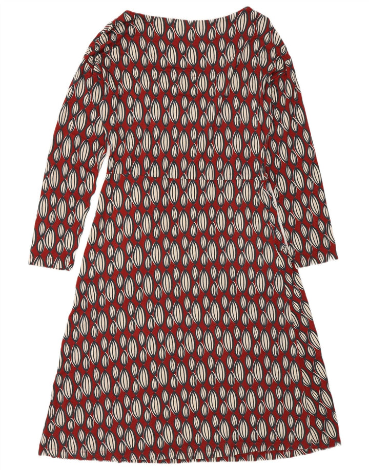 Abito a trapezio a maniche lunghe da donna di White Stuff UK 12 Rosso medio geometrico
