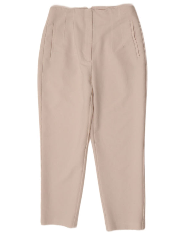 Zara Womens High Waist Tapered Casual Trousers Large W30 L26 White