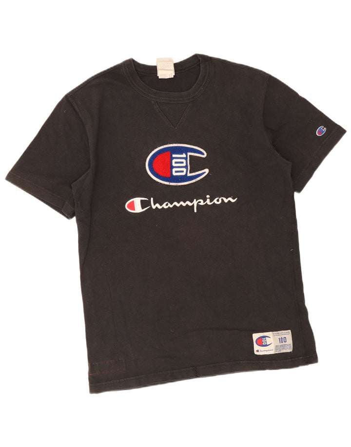 T-shirt grafica da uomo Champion Top in cotone nero medio