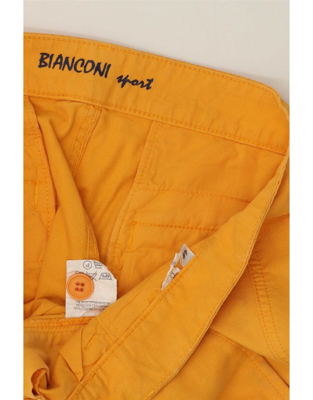 Pantaloncini cargo vintage da uomo IT 48 medi W34 in cotone giallo