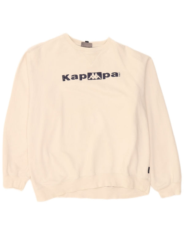 Felpa grafica da uomo Kappa Jumper XL in cotone bianco