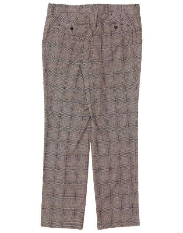 Zara Mens Straight Suit Trousers EU 46 XL W36 L33 Grey Check
