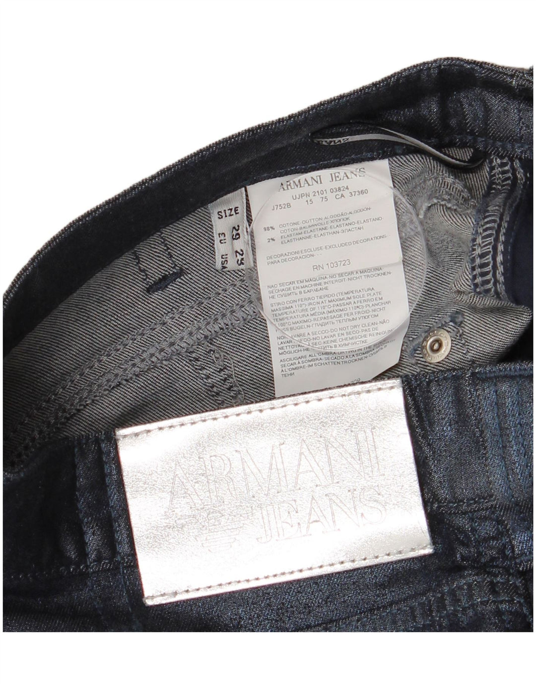 Jeans slim da donna Armani W29 L32 cotone blu navy