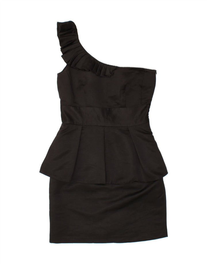 WAREHOUSE Womens One Shoulder Ruffle Peplum Dress UK 10 Small  Black Vintage Warehouse and Second-Hand Warehouse from Messina Hembry 