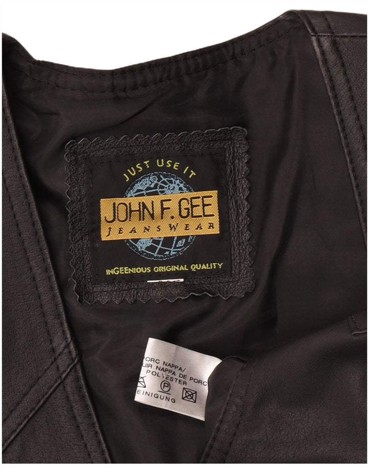 Gilet in pelle da uomo John F Gee grande in pelle nera