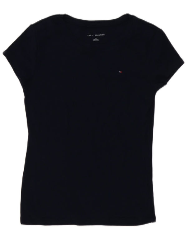 TOMMY HILFIGER T-shirt da donna Top UK 12 medio cotone blu navy