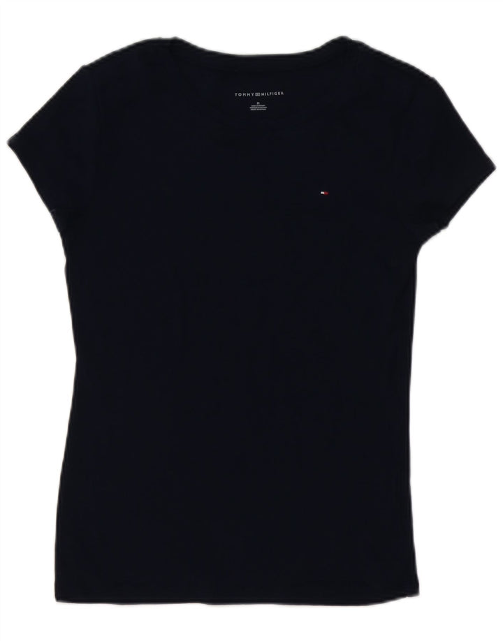 TOMMY HILFIGER T-shirt da donna Top UK 12 medio cotone blu navy