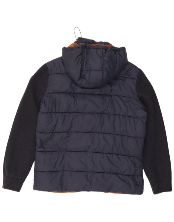 Giacca imbottita con cappuccio da uomo Fynch Hatton UK 38 Medium Navy Blue Colourblock