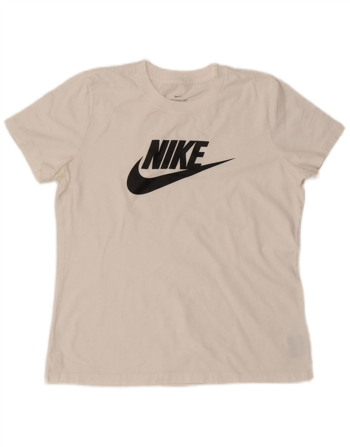 T-shirt grafica da donna Nike Top UK 14 cotone bianco medio