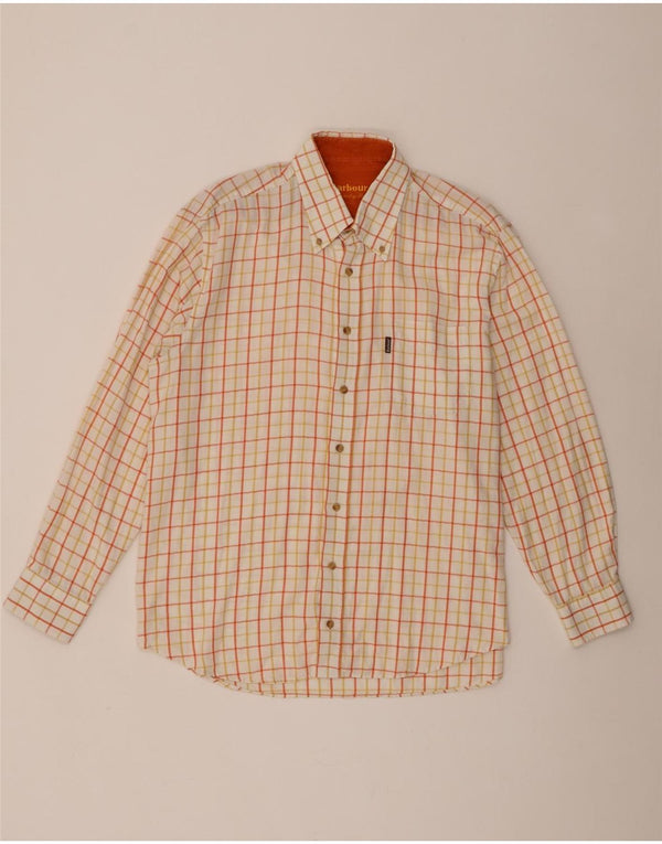Camicia da uomo Barbour XL in cotone a quadri arancione