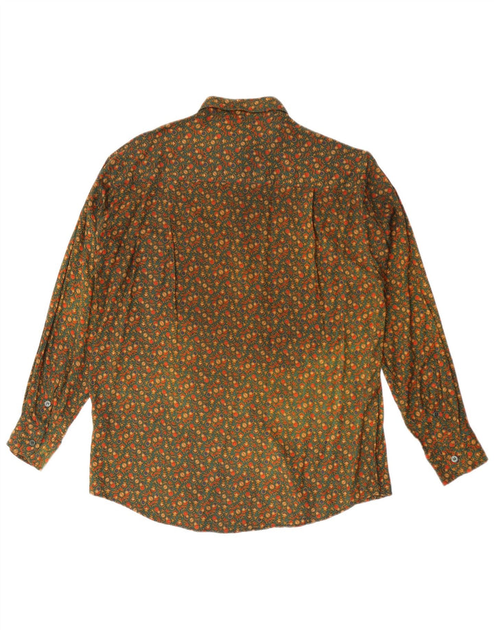 Camicia da uomo VINTAGE grande in viscosa geometrica kaki