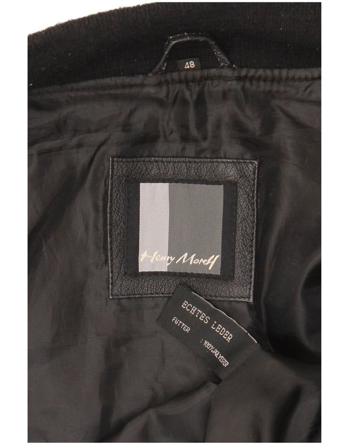 Giacca in pelle bomber da uomo Henry Morell EU 48 in pelle nera media
