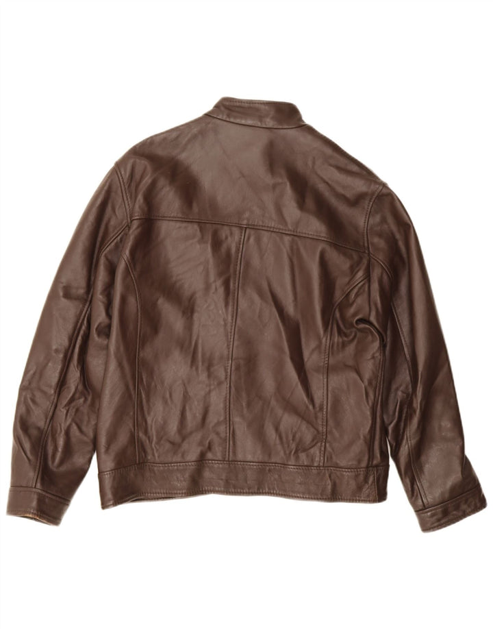Giacca in pelle bomber da uomo Emanuele Curci UK 40 grande marrone