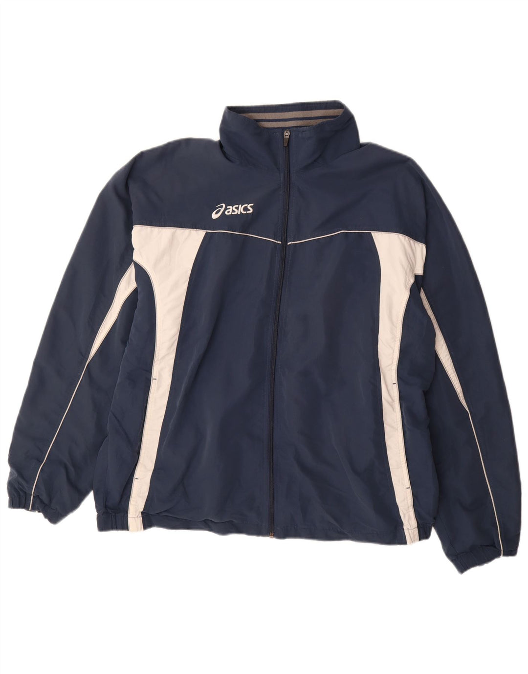 Giacca da ginnastica ASICS da uomo XL in poliestere color block blu navy