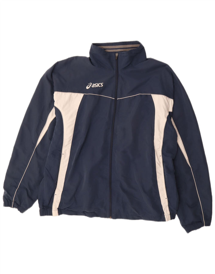 Giacca da ginnastica ASICS da uomo XL in poliestere color block blu navy