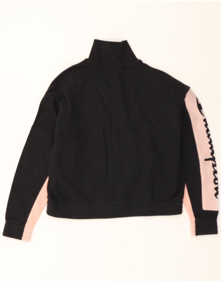 CHAMPION Womens Crop Loose Fit Tracksuit Top Jacket UK 14 Medium Black Vintage Champion and Second-Hand Champion from Messina Hembry 