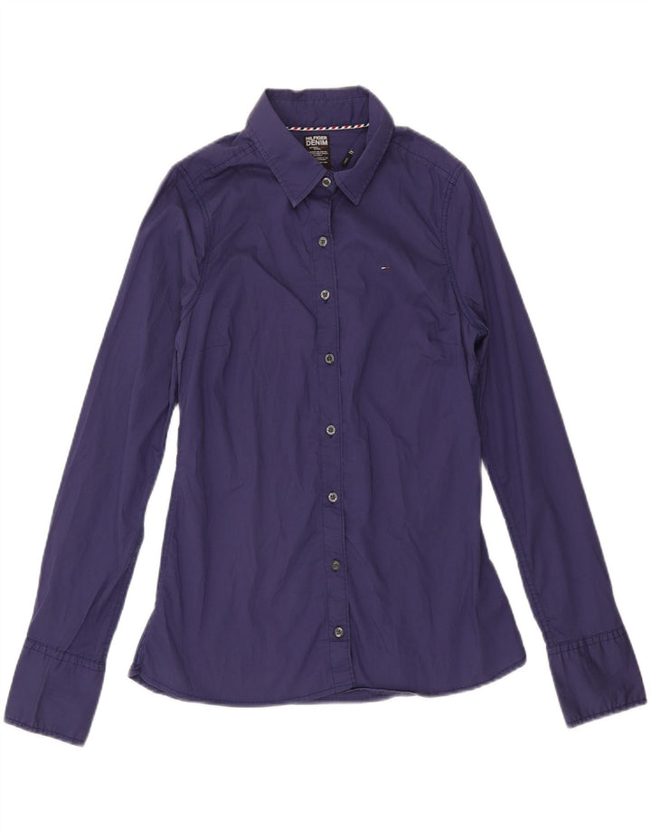 TOMMY HILFIGER Camicia da donna UK 14 Grande cotone blu navy