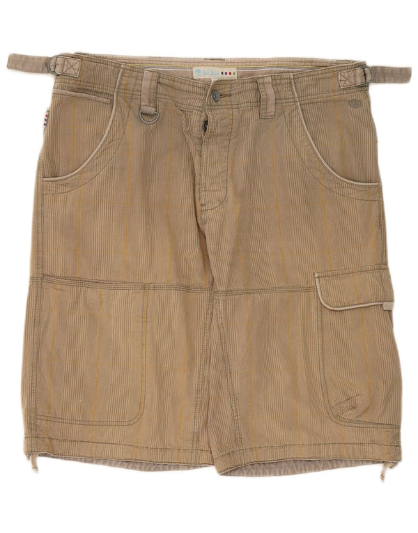 Fat Face Uomo Pantaloncini cargo grandi W36 Cotone a righe beige