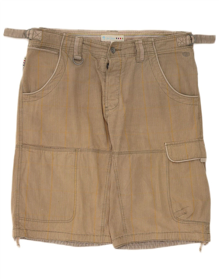 Fat Face Uomo Pantaloncini cargo grandi W36 Cotone a righe beige