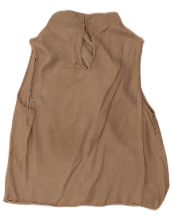 ZARA Camicetta Senza Maniche da Donna UK 10 Small Beige Viscosa