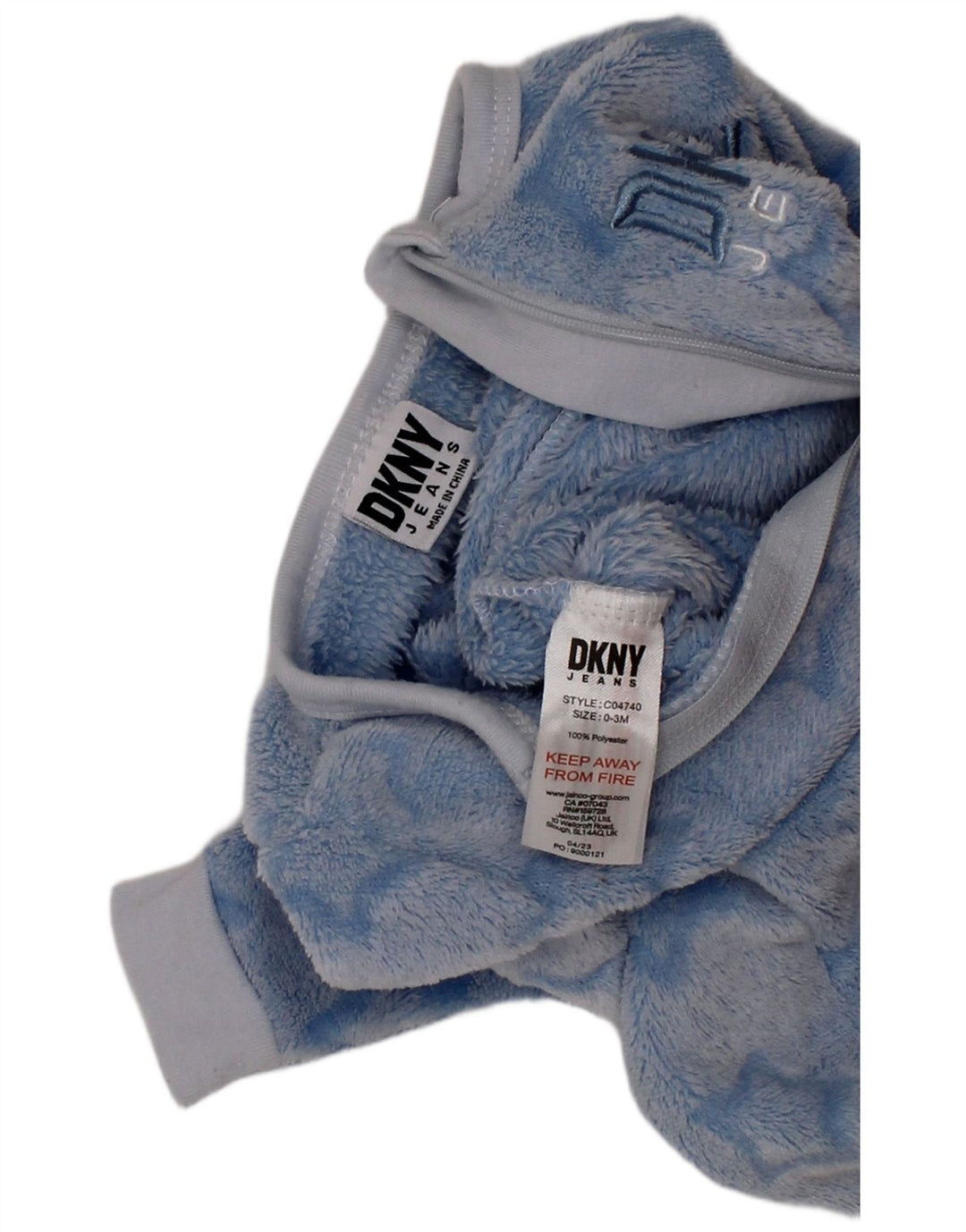Tuta in pile DKNY per neonato con motivo astratto 0-3 mesi in poliestere blu