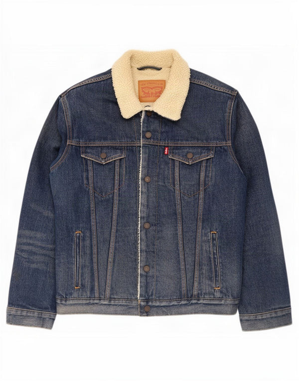 Giacca Levi's da uomo in denim sherpa UK 40 grande cotone blu