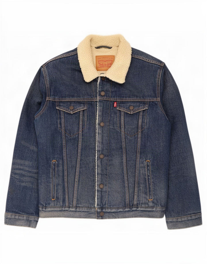 Giacca Levi's da uomo in denim sherpa UK 40 grande cotone blu
