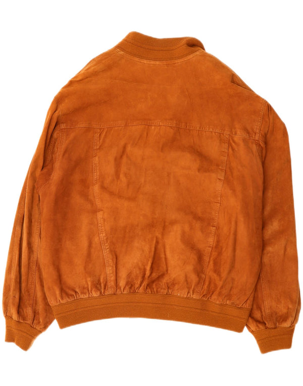 Vintage Mens Suede Bomber Jacket IT 52 XL Brown Leather
