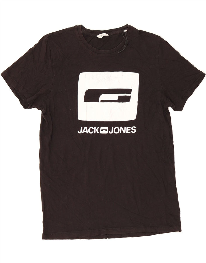 JACK & JONES Mens Graphic T-Shirt Top Medium Black Cotton Vintage Jack & Jones and Second-Hand Jack & Jones from Messina Hembry 