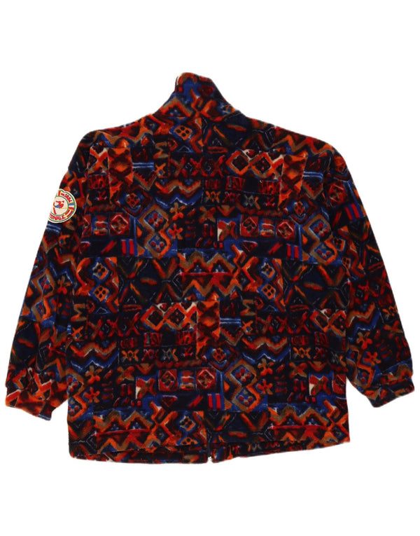 Giacca in pile vintage da uomo vestibilità ampia UK 36 Piccola geometrica multicolore