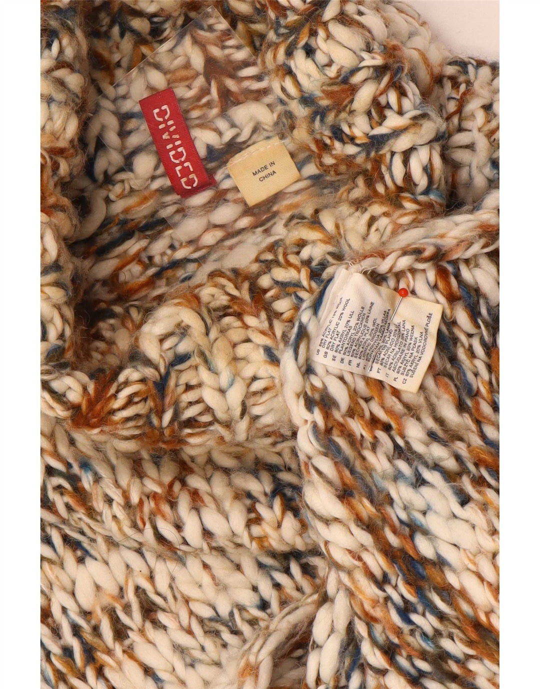Maglione maglione collo alto da donna diviso EU 36 piccolo multicolore chiazzato