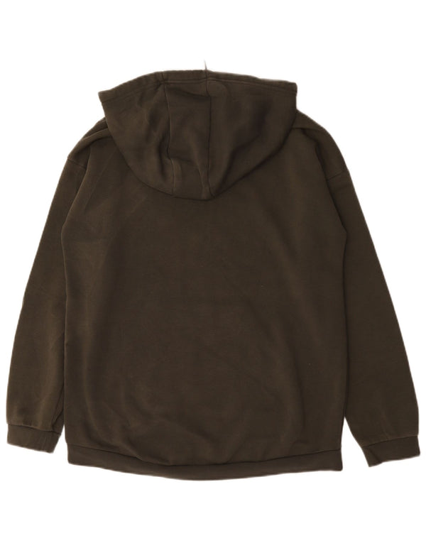Adidas Womens Graphic Oversized Hoodie Jumper UK 8/10 Small Khaki Cotton