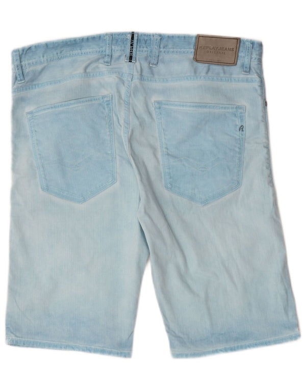 Pantaloncini di jeans da uomo Replay W34 Large in cotone blu