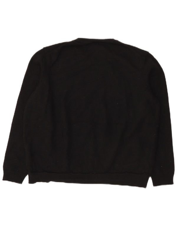 Maglione maglione girocollo corto da donna Hugo Boss UK 22 3XL lana nera