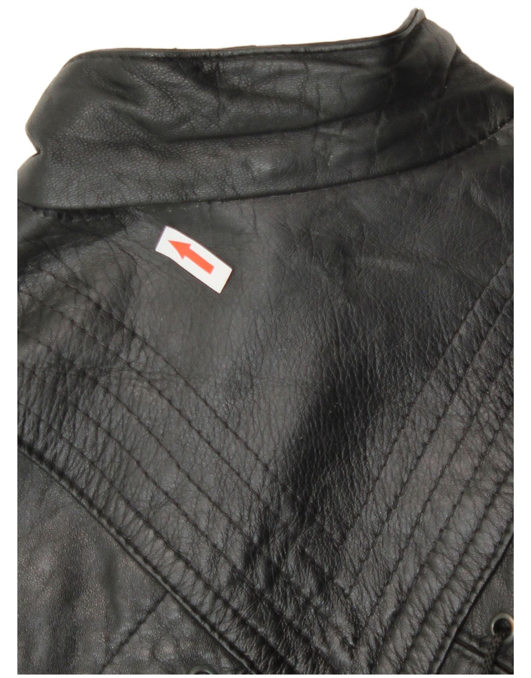 Giacca in pelle vintage da donna vestibilità ampia UK 14 media nera