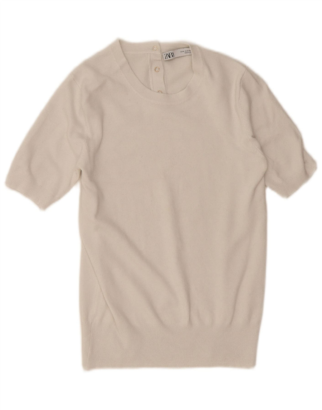 Maglione girocollo a maniche corte da donna Zara UK 12 bianco medio