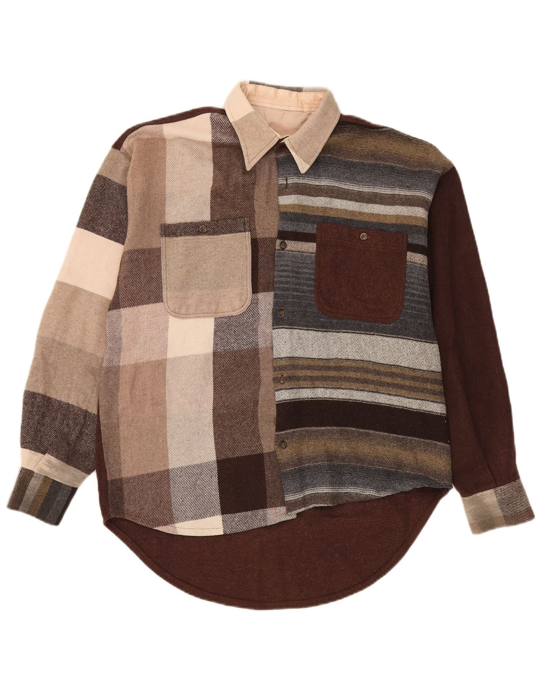 Camicia vintage da uomo in flanella grande blocco di colori multicolore