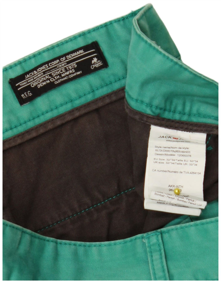 JACK & JONES Pantaloni chino slim da uomo W32 L34 cotone verde