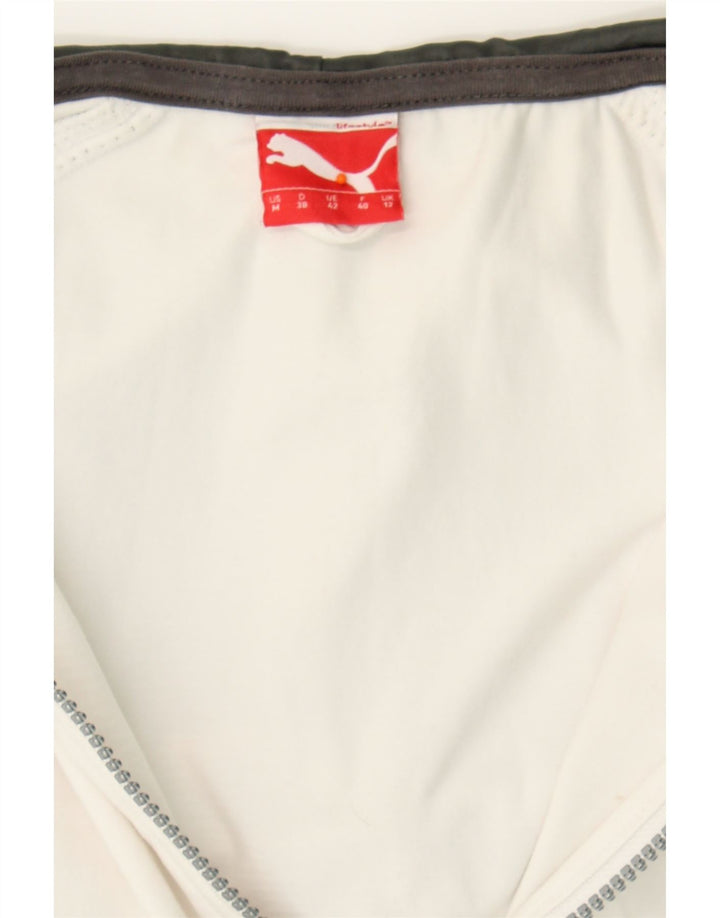 PUMA Womens Zip Hoodie Sweater UK 12 Medium  White Colourblock Vintage Puma and Second-Hand Puma from Messina Hembry 
