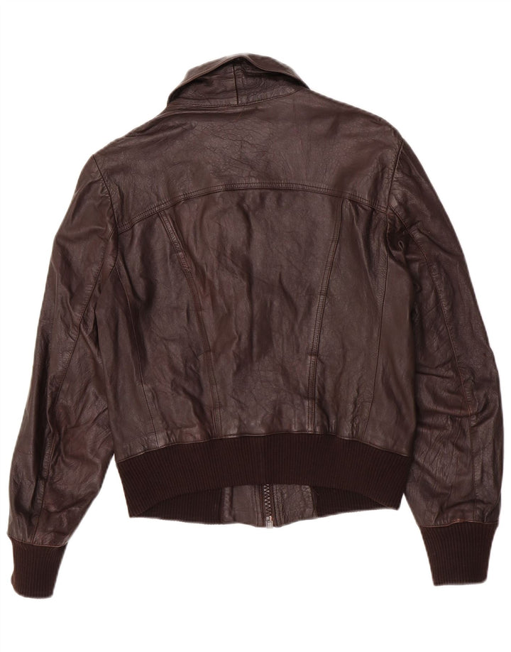 Giacca bomber da uomo vintage in pelle IT 48 in pelle marrone medio