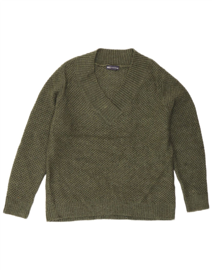 Maglione da uomo con scollo a V Marks & Spencer piccolo acrilico verde