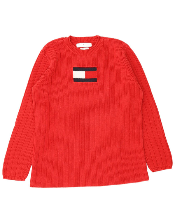 Maglione maglione girocollo con grafica da donna Tommy Hilfiger UK 14 rosso medio