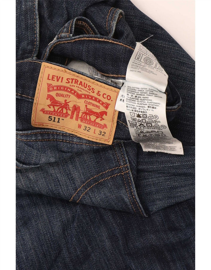 Levi's Uomo 511 Slim Jeans W32 L32 Cotone Blu Navy