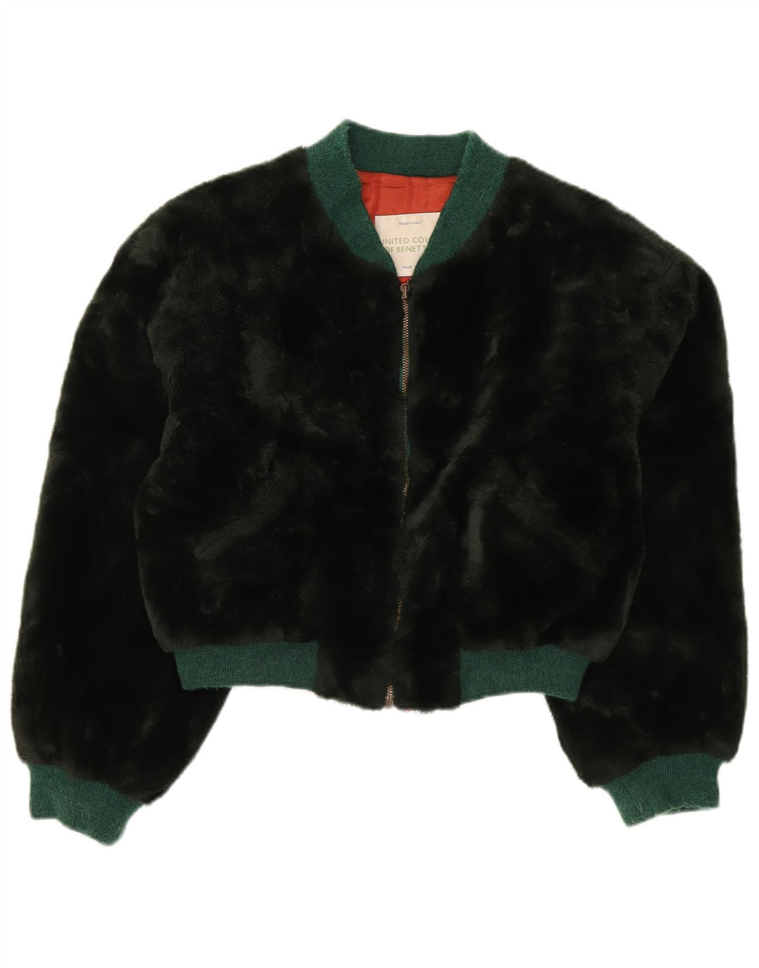 Giubbotto bomber corto in pelliccia sintetica oversize da donna Benetton IT 44 medio nero