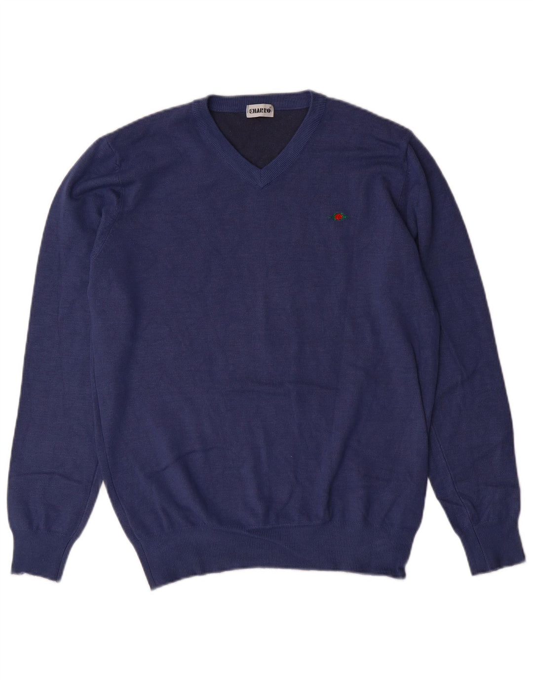 EL CHARRO Maglione da donna con scollo a V UK 14 Large Lana blu navy