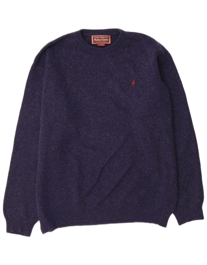 Maglione maglione girocollo da uomo Marlboro Classics 2XL lana blu navy