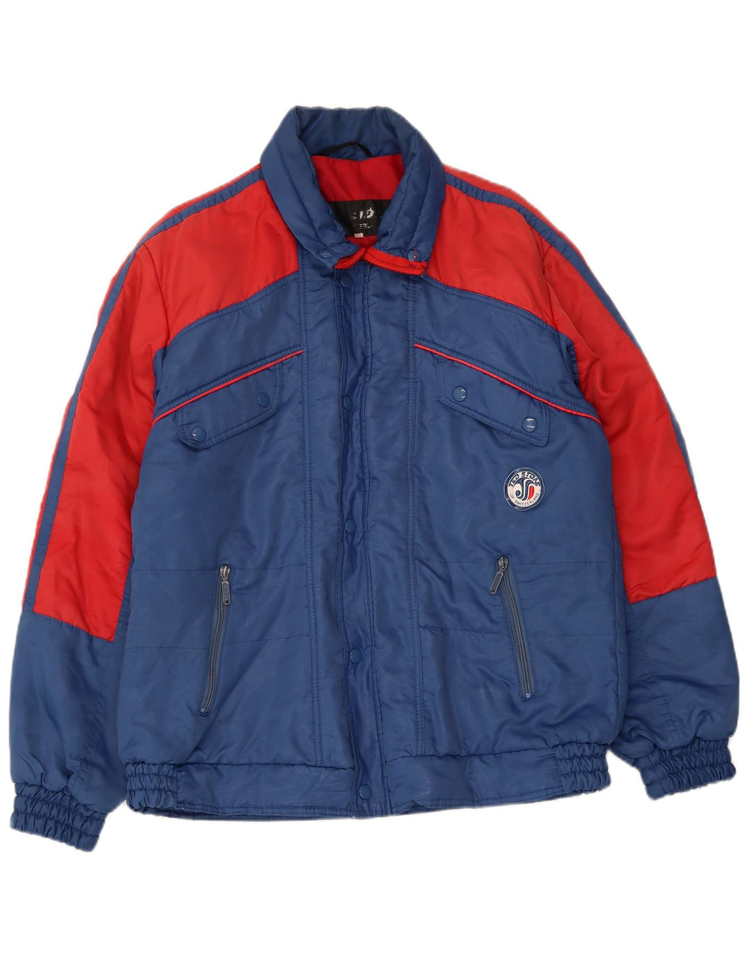 Giacca imbottita vintage da uomo IT 52 XL Poliestere color block blu